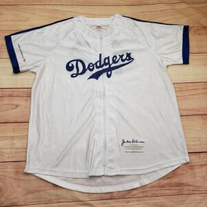 Los Angeles Dodgers Full Zip Jersey Mens XL Blue MLB Baseball Jackie Robinson 42